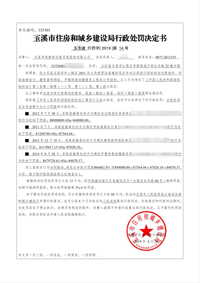 玉溪市保障性住房开发投资有限公司在市中心城区2011年公共租赁住房建设项目中对必须进行招标的工程未公开招标案.png