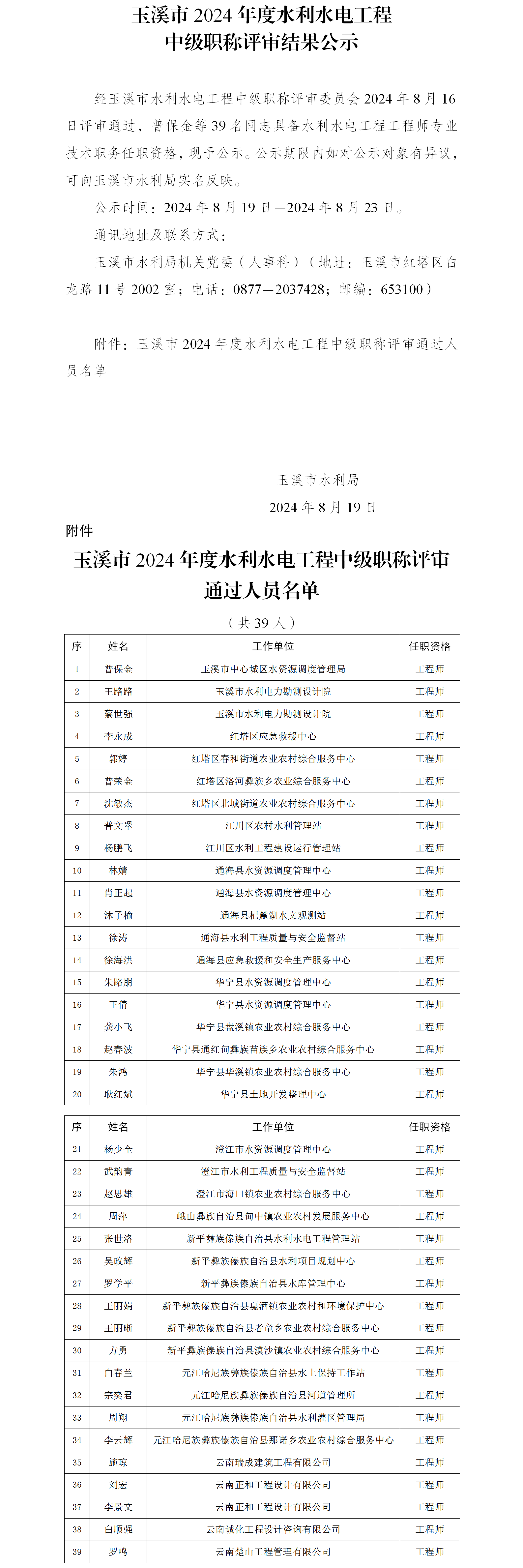 玉溪市2024年度专业技术职务任职资格评审结果公示.png